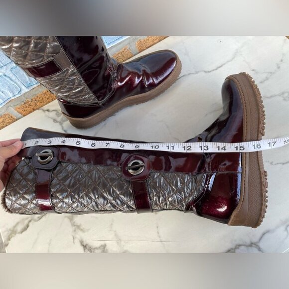 Aquatalia Avery Winter Boots Snow Shoes Womens Size 7 Brown Patent Faux Fur - Picture 9 of 10